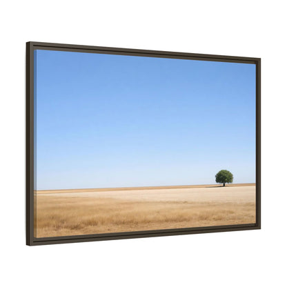 Main Mockup. Nature Lone Tree Blue And Gold shown as stretched canvas wall art