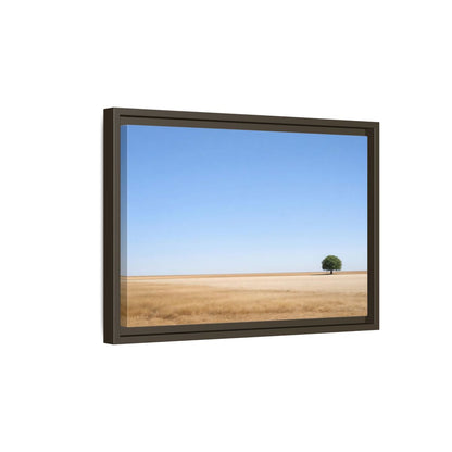 Side Mockup 5. Nature Lone Tree Blue And Gold shown as stretched canvas wall art