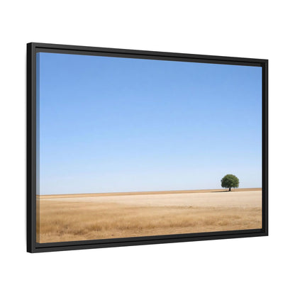 Side Mockup 14. Nature Lone Tree Blue And Gold shown as stretched canvas wall art