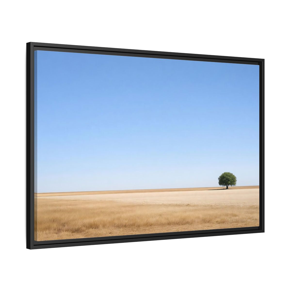 Side Mockup 13. Nature Lone Tree Blue And Gold shown as stretched canvas wall art