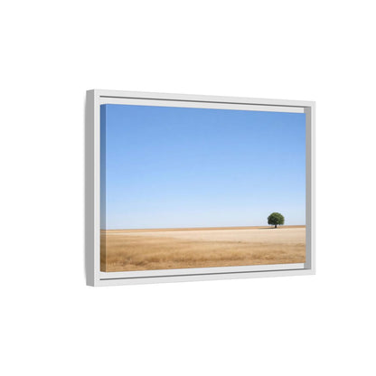 Side Mockup 4. Nature Lone Tree Blue And Gold shown as stretched canvas wall art