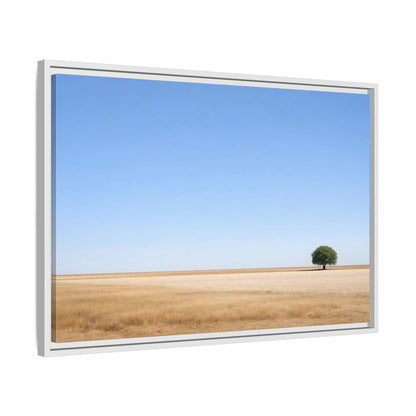 Side Mockup 10. Nature Lone Tree Blue And Gold shown as stretched canvas wall art