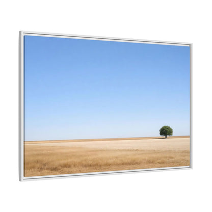 Side Mockup 7. Nature Lone Tree Blue And Gold shown as stretched canvas wall art