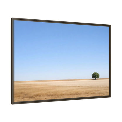 Side Mockup 8. Nature Lone Tree Blue And Gold shown as stretched canvas wall art