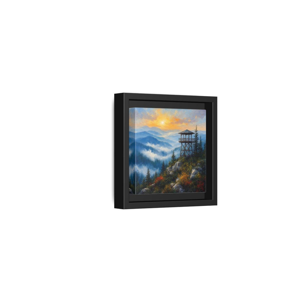 Side Mockup 24. Nature Lookout Tower Mountain Sunset shown as stretched canvas wall art