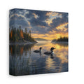 Side Mockup 2. Nature Loons Loons Sunset Lake shown as stretched canvas wall art