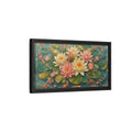 Side Mockup 8. Nature Lotus Flowers Teal And Gold Lotus shown as stretched canvas wall art