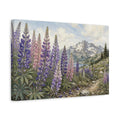 Side Mockup 4. Nature Lupine Flowers Purple Lupine Flowers shown as stretched canvas wall art