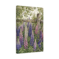 Side Mockup 4. Nature Lupine Flowers Purple Lupine Garden shown as stretched canvas wall art