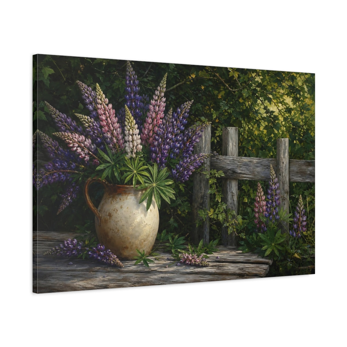 Main Mockup. Nature Lupine Flowers Rustic Lupine Flowers shown as stretched canvas wall art