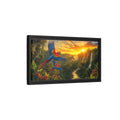 Side Mockup 8. Nature Macaw Parrots Tropical Sunset shown as stretched canvas wall art