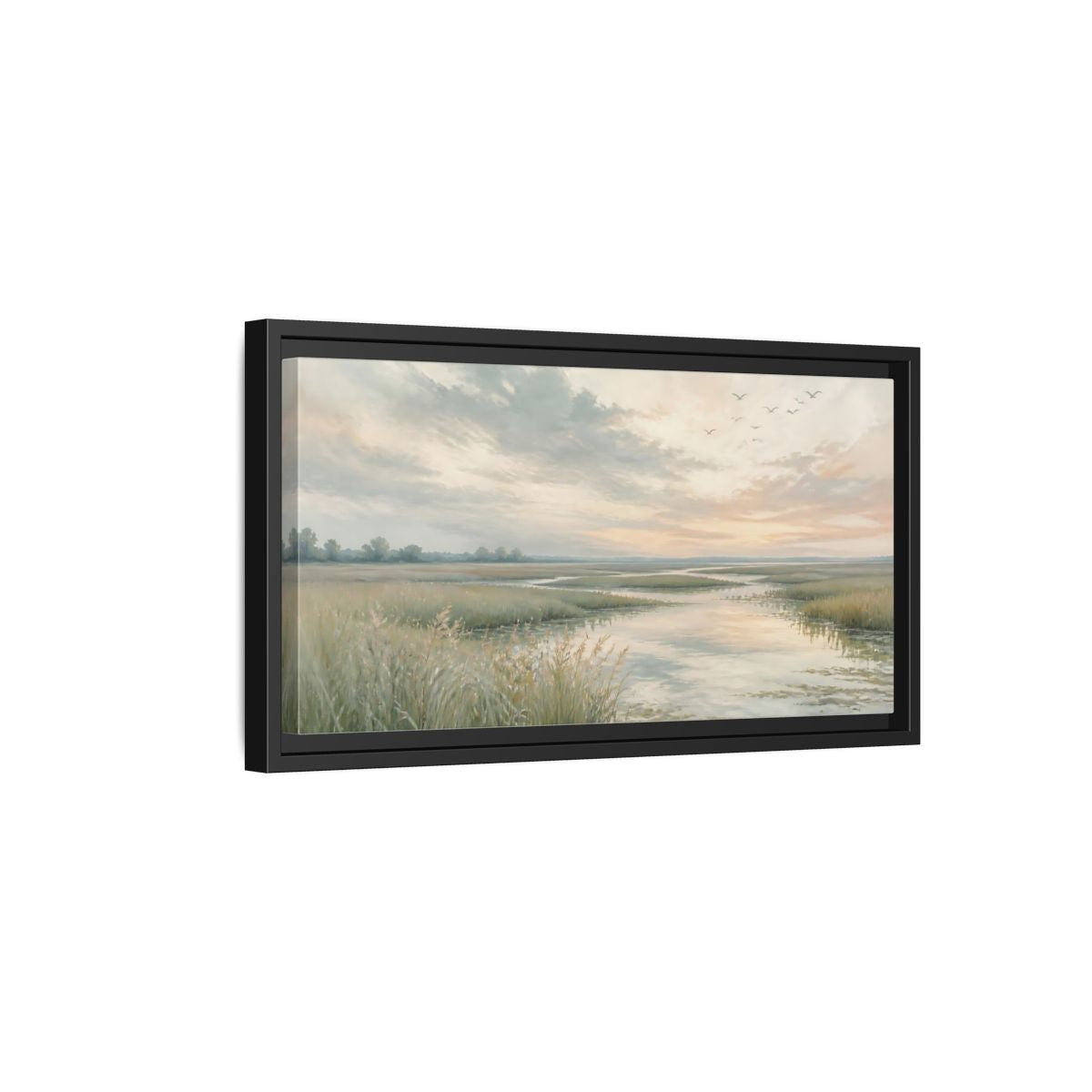 Side Mockup 8. Nature Marshland Pastel Marshland shown as stretched canvas wall art