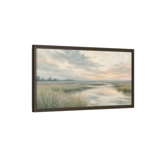 Main Mockup. Nature Marshland Pastel Marshland shown as stretched canvas wall art