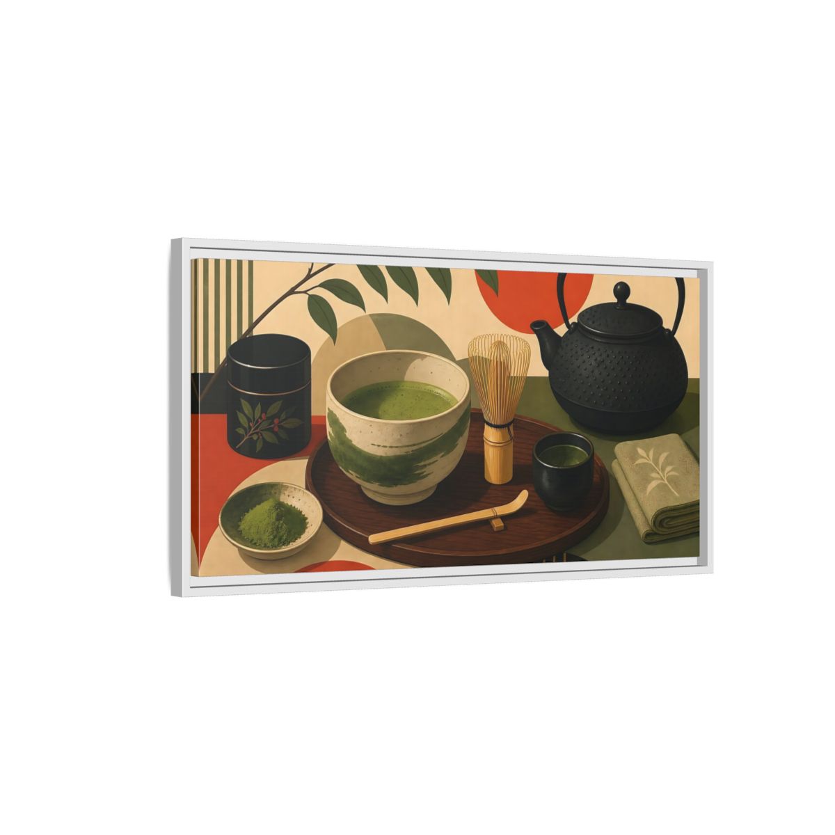 Side Mockup 1. Nature Matcha Tea Matcha Tea Ceremony shown as framed canvas print