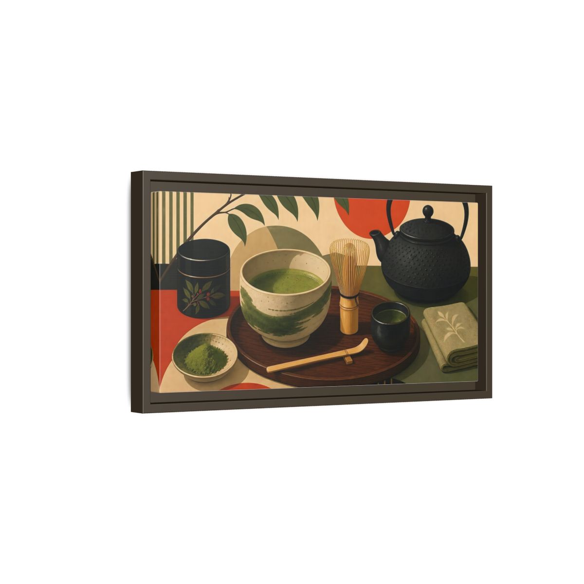 Side Mockup 7. Nature Matcha Tea Matcha Tea Ceremony shown as framed canvas print