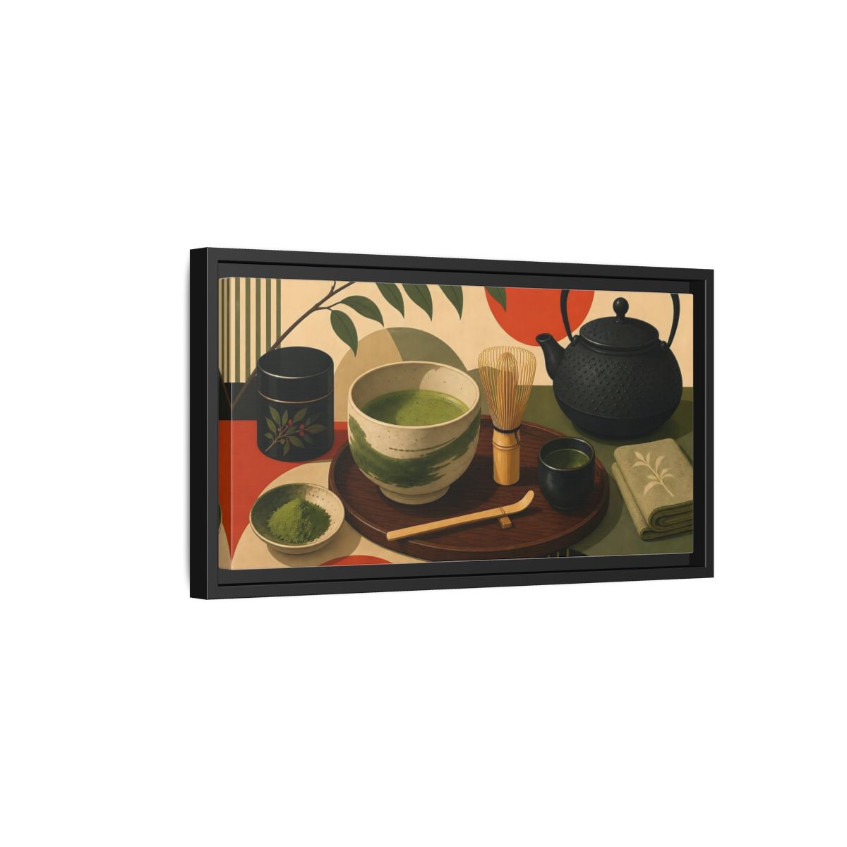 Side Mockup 8. Nature Matcha Tea Matcha Tea Ceremony shown as framed canvas print