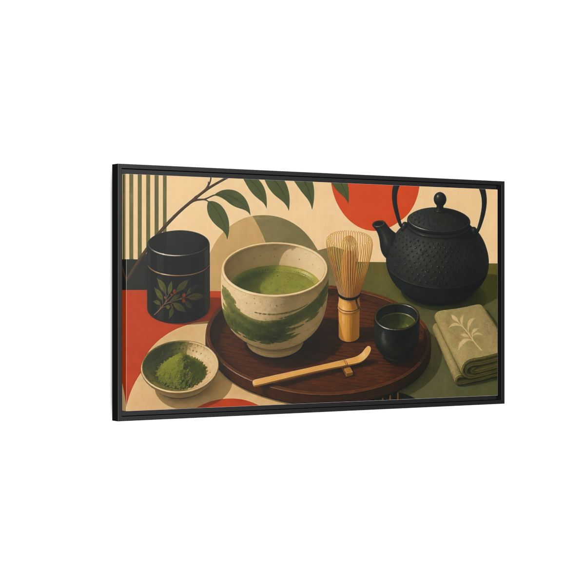 Side Mockup 5. Nature Matcha Tea Matcha Tea Ceremony shown as framed canvas print