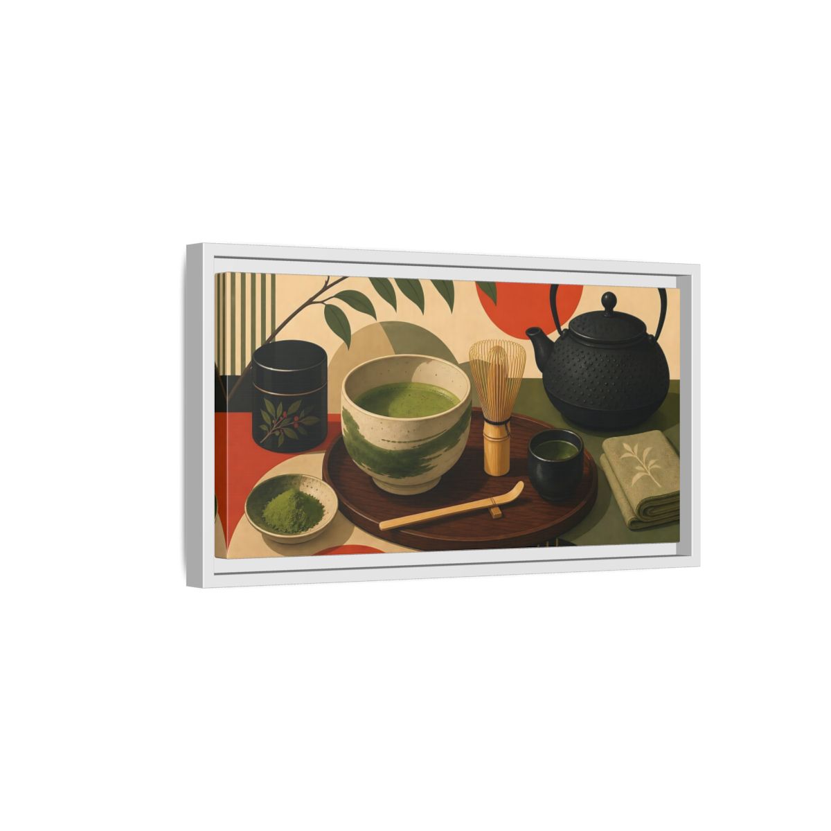 Side Mockup 6. Nature Matcha Tea Matcha Tea Ceremony shown as framed canvas print