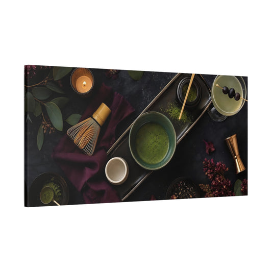 Main Mockup. Nature Matcha Tea Matcha Green And Purple shown as canvas print
