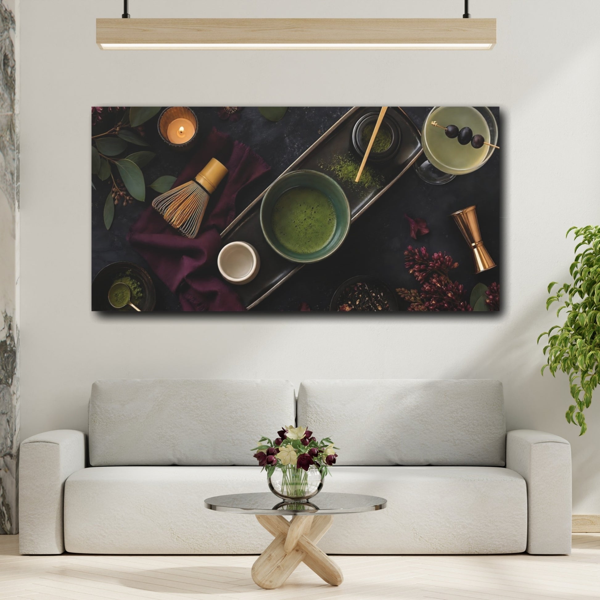 Mockup 2. Nature Matcha Tea Matcha Green And Purple shown as canvas print