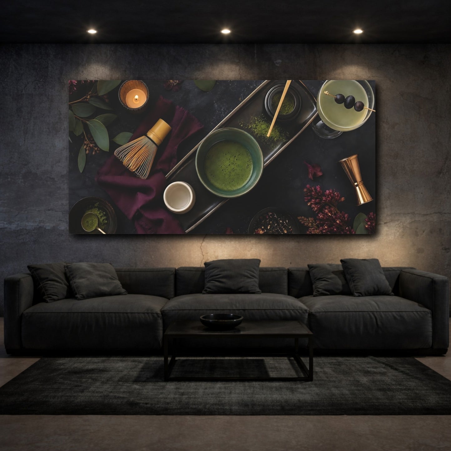 Mockup 3. Nature Matcha Tea Matcha Green And Purple shown as canvas print