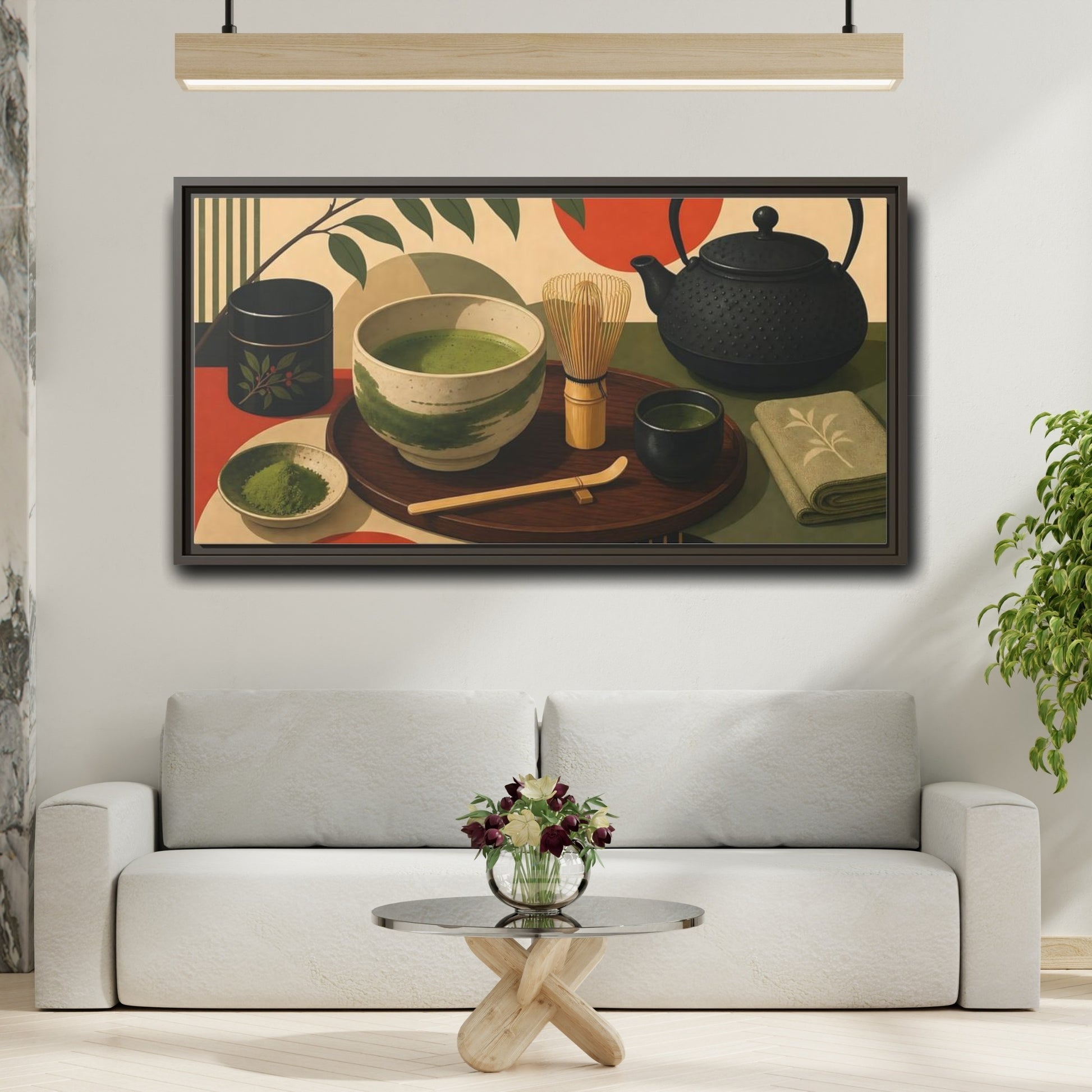 Mockup 2. Nature Matcha Tea Matcha Tea Ceremony shown as framed canvas print