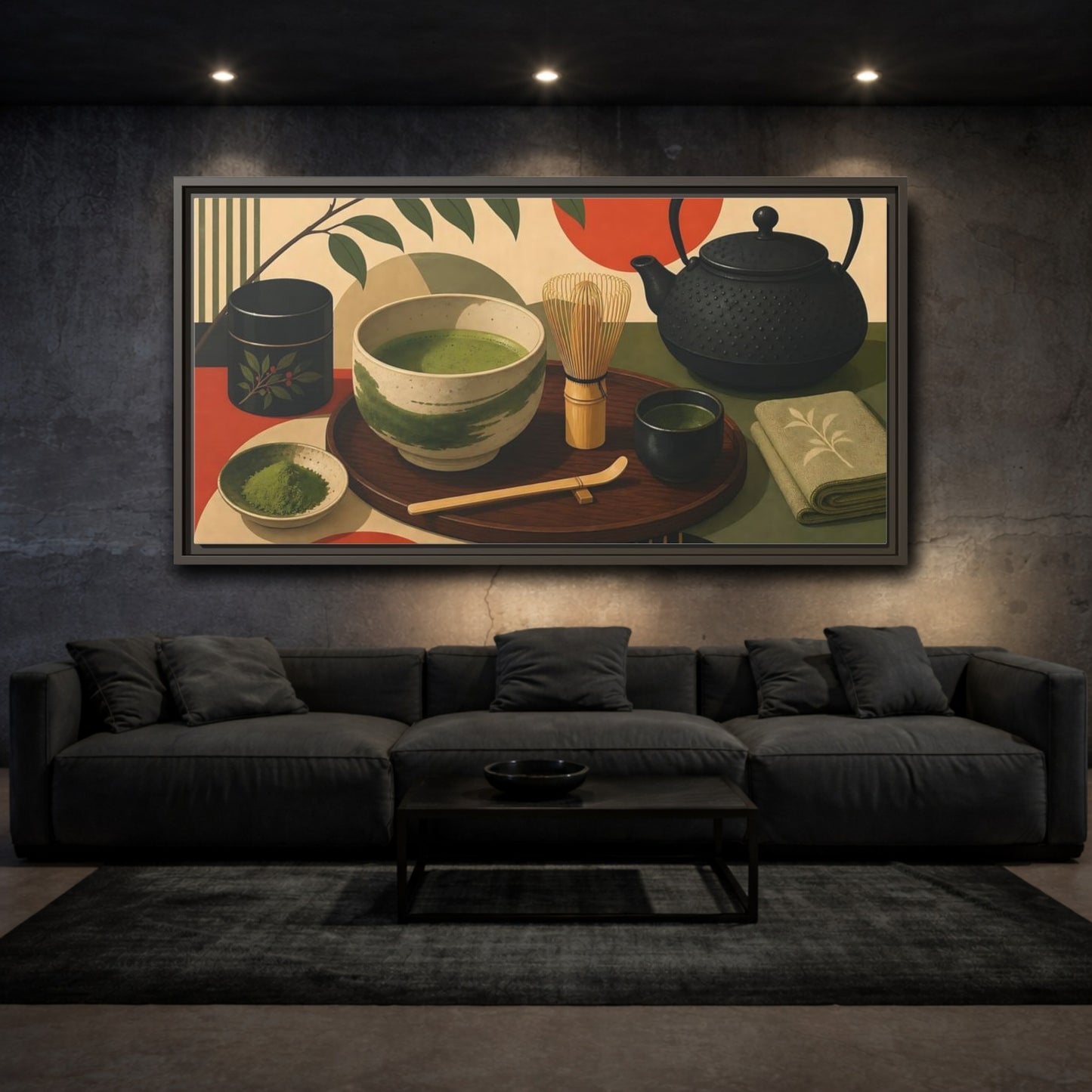 Mockup 3. Nature Matcha Tea Matcha Tea Ceremony shown as framed canvas print