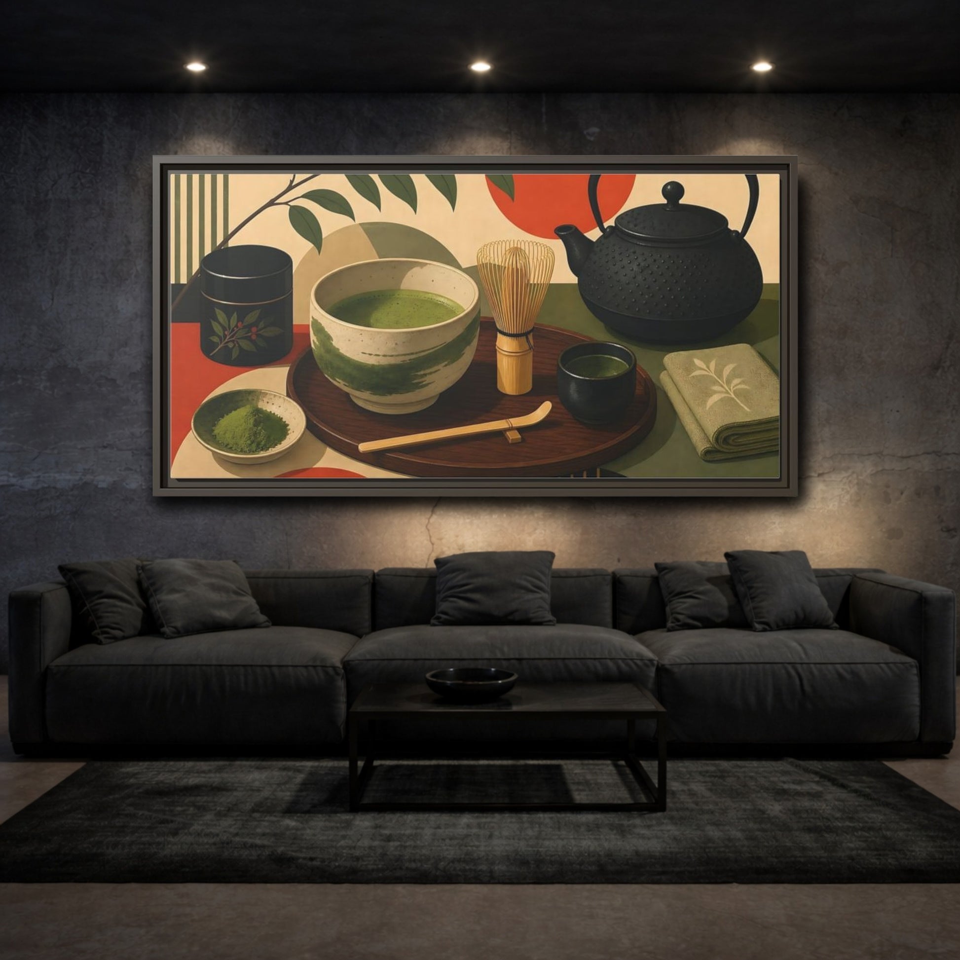 Mockup 3. Nature Matcha Tea Matcha Tea Ceremony shown as framed canvas print