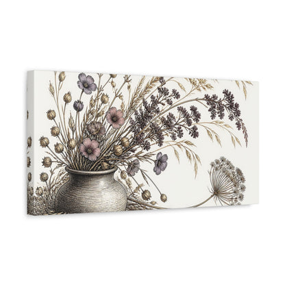 Side Mockup 3. Nature Meadow Stems Bouquet shown as canvas print