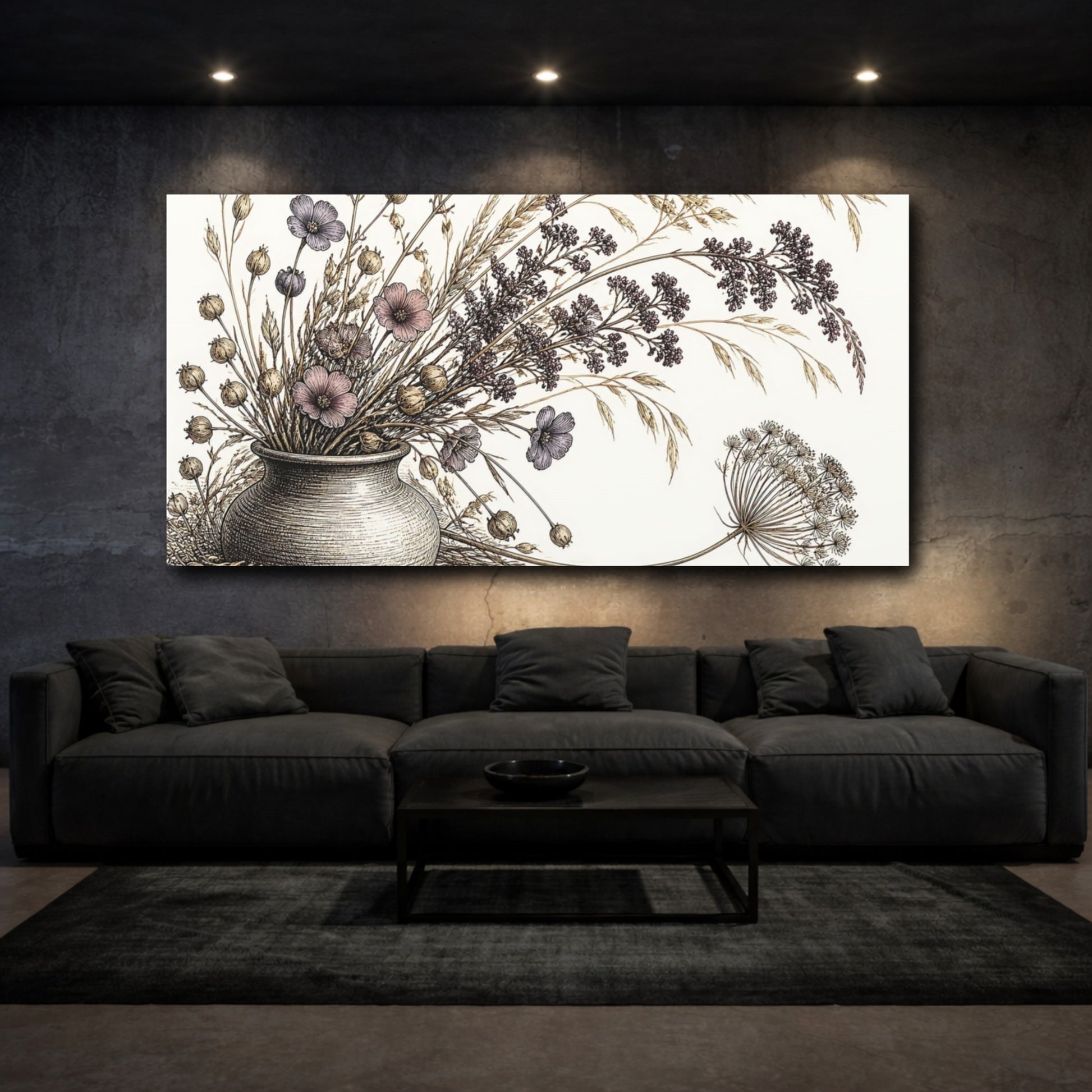 Mockup 3. Nature Meadow Stems Bouquet shown as canvas print