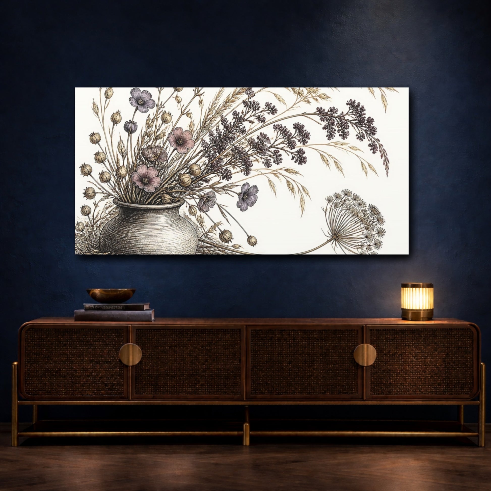 Mockup 4. Nature Meadow Stems Bouquet shown as canvas print