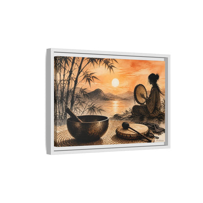 Side Mockup 4. Nature Meditative Scene Orange Sunset Landscape shown as framed canvas print