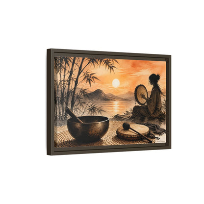 Side Mockup 5. Nature Meditative Scene Orange Sunset Landscape shown as framed canvas print