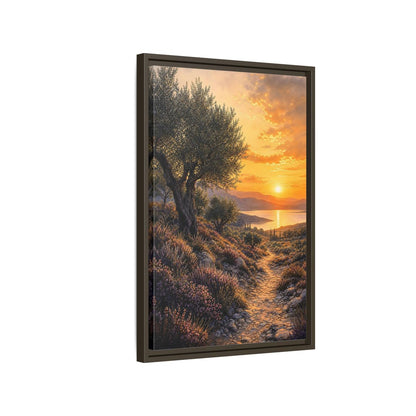 Side Mockup 2. Nature Mediterranean Landscape Mediterranean Sunset shown as stretched canvas wall art