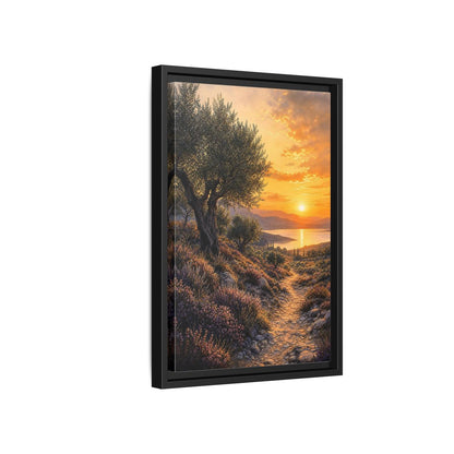 Side Mockup 6. Nature Mediterranean Landscape Mediterranean Sunset shown as stretched canvas wall art