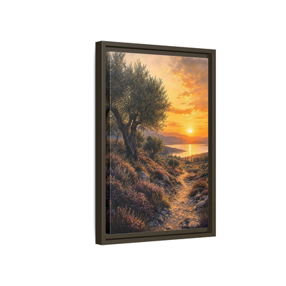Side Mockup 5. Nature Mediterranean Landscape Mediterranean Sunset shown as stretched canvas wall art