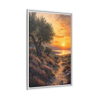 Side Mockup 10. Nature Mediterranean Landscape Mediterranean Sunset shown as stretched canvas wall art