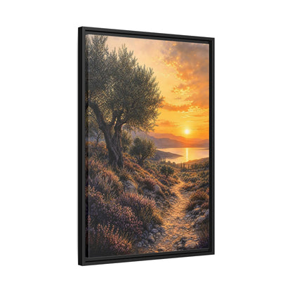Side Mockup 14. Nature Mediterranean Landscape Mediterranean Sunset shown as stretched canvas wall art