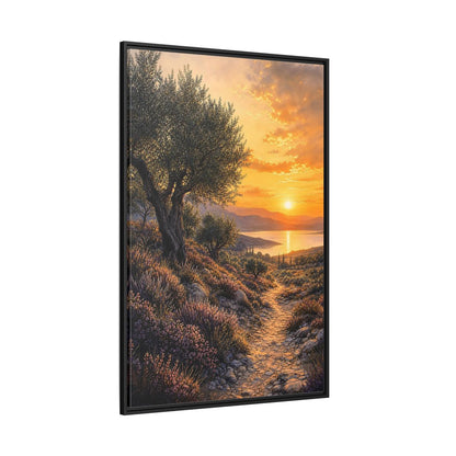 Side Mockup 12. Nature Mediterranean Landscape Mediterranean Sunset shown as stretched canvas wall art