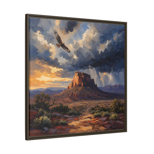 Main Mockup. Nature Mesa Desert Storm shown as stretched canvas wall art