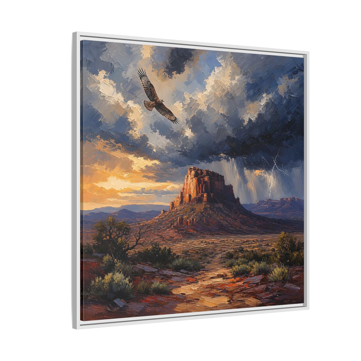 Side Mockup 4. Nature Mesa Desert Storm shown as stretched canvas wall art