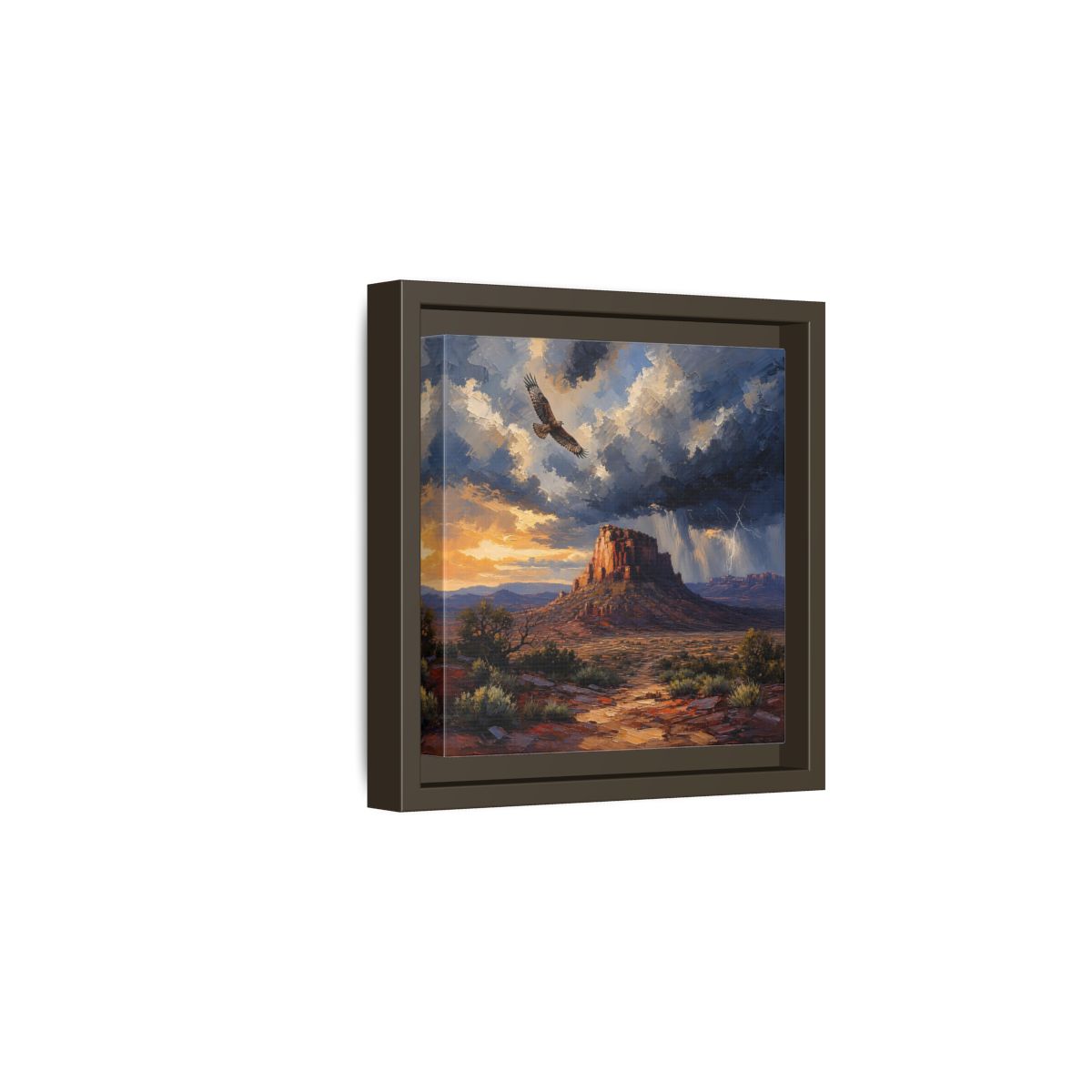 Side Mockup 2. Nature Mesa Desert Storm shown as stretched canvas wall art