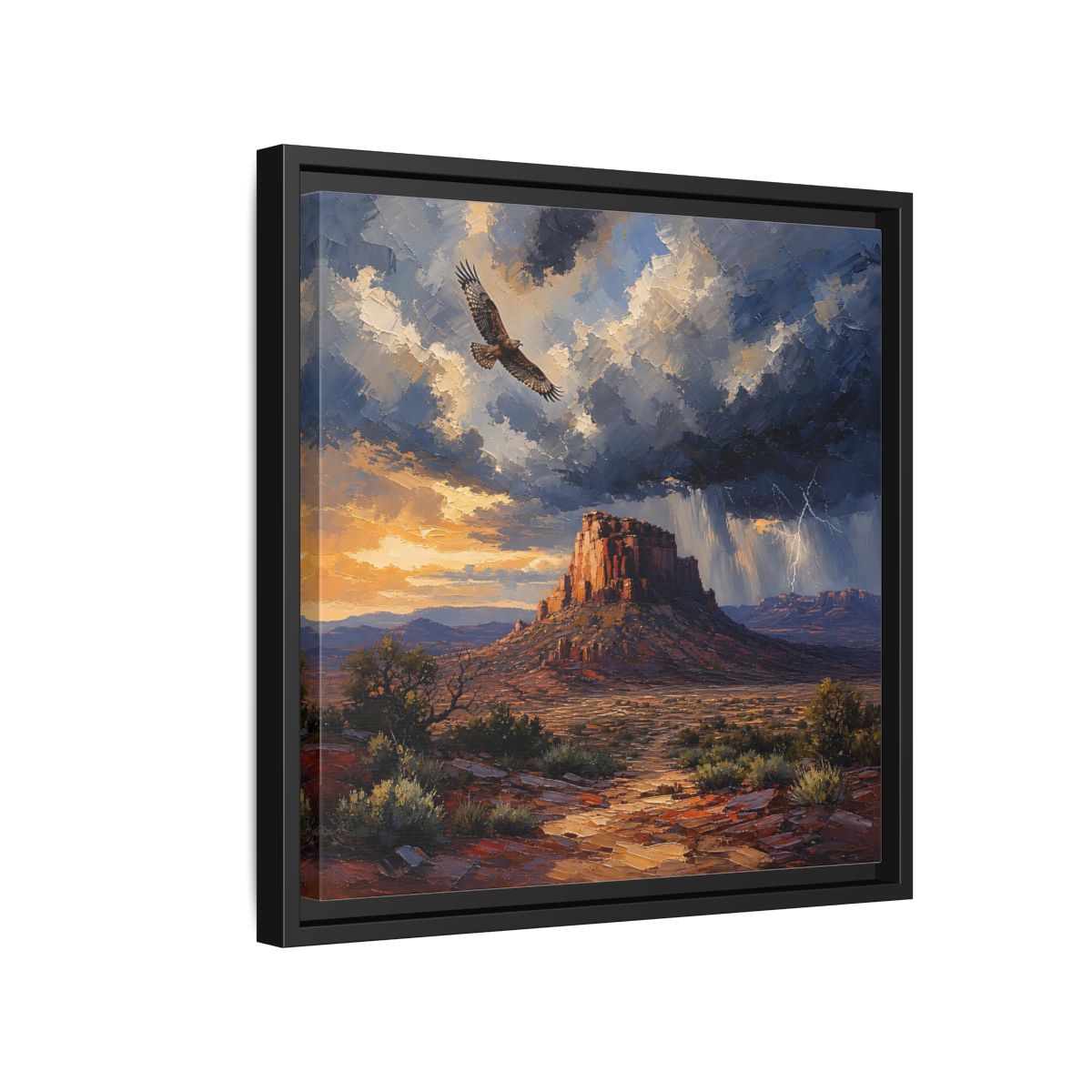 Side Mockup 15. Nature Mesa Desert Storm shown as stretched canvas wall art