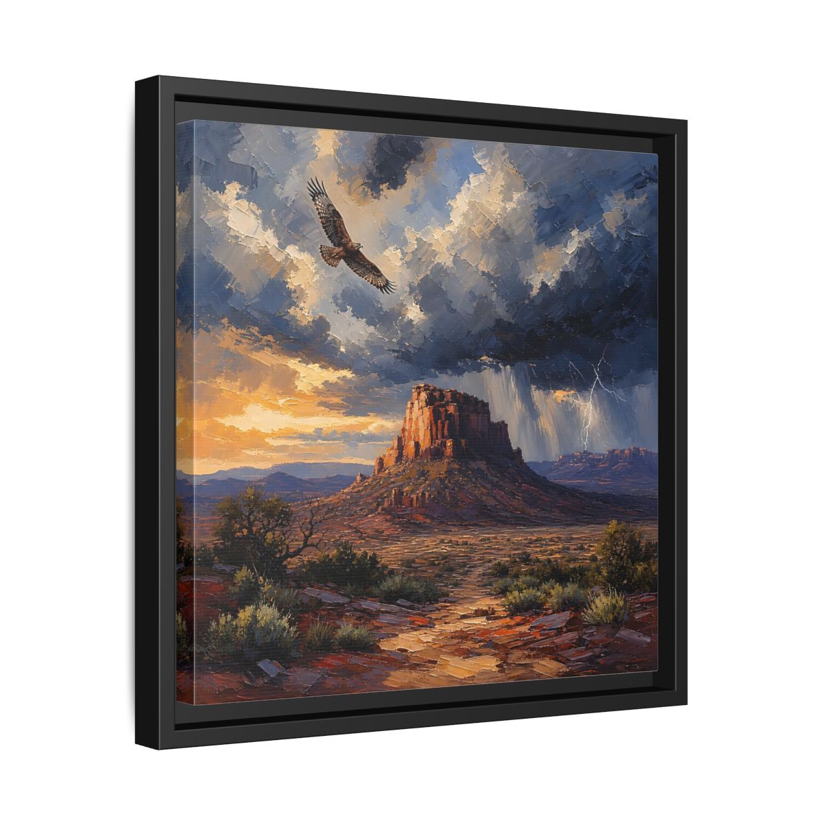 Side Mockup 32. Nature Mesa Desert Storm shown as stretched canvas wall art