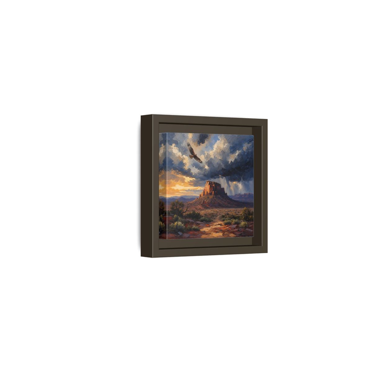 Side Mockup 23. Nature Mesa Desert Storm shown as stretched canvas wall art