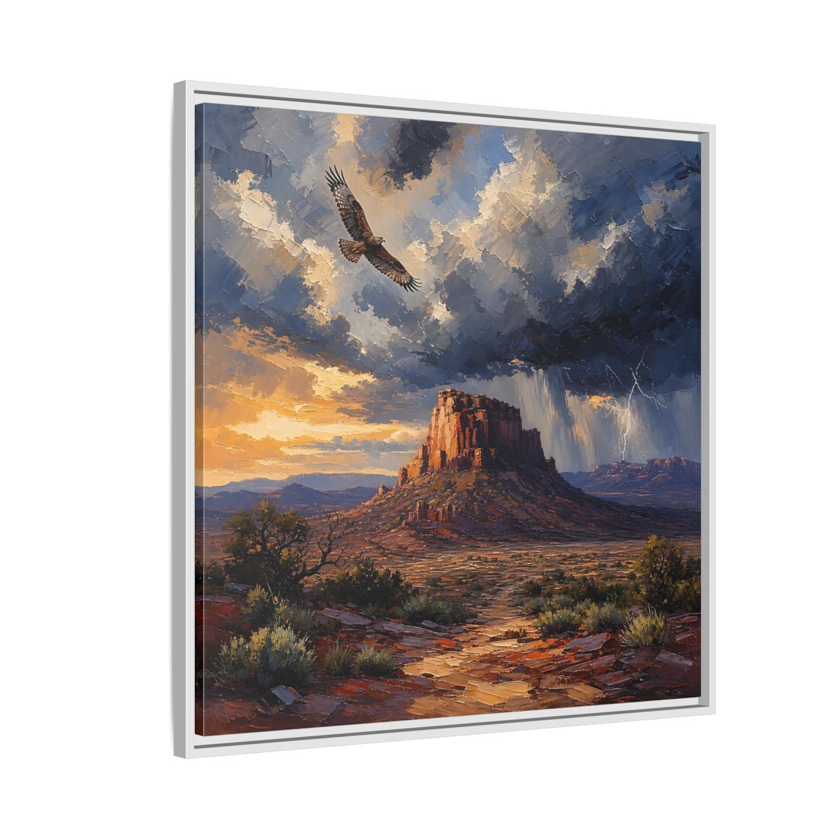 Side Mockup 7. Nature Mesa Desert Storm shown as stretched canvas wall art
