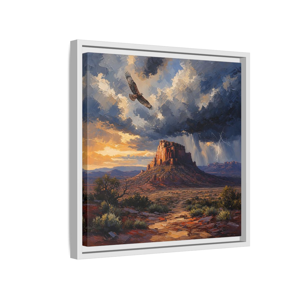 Side Mockup 13. Nature Mesa Desert Storm shown as stretched canvas wall art