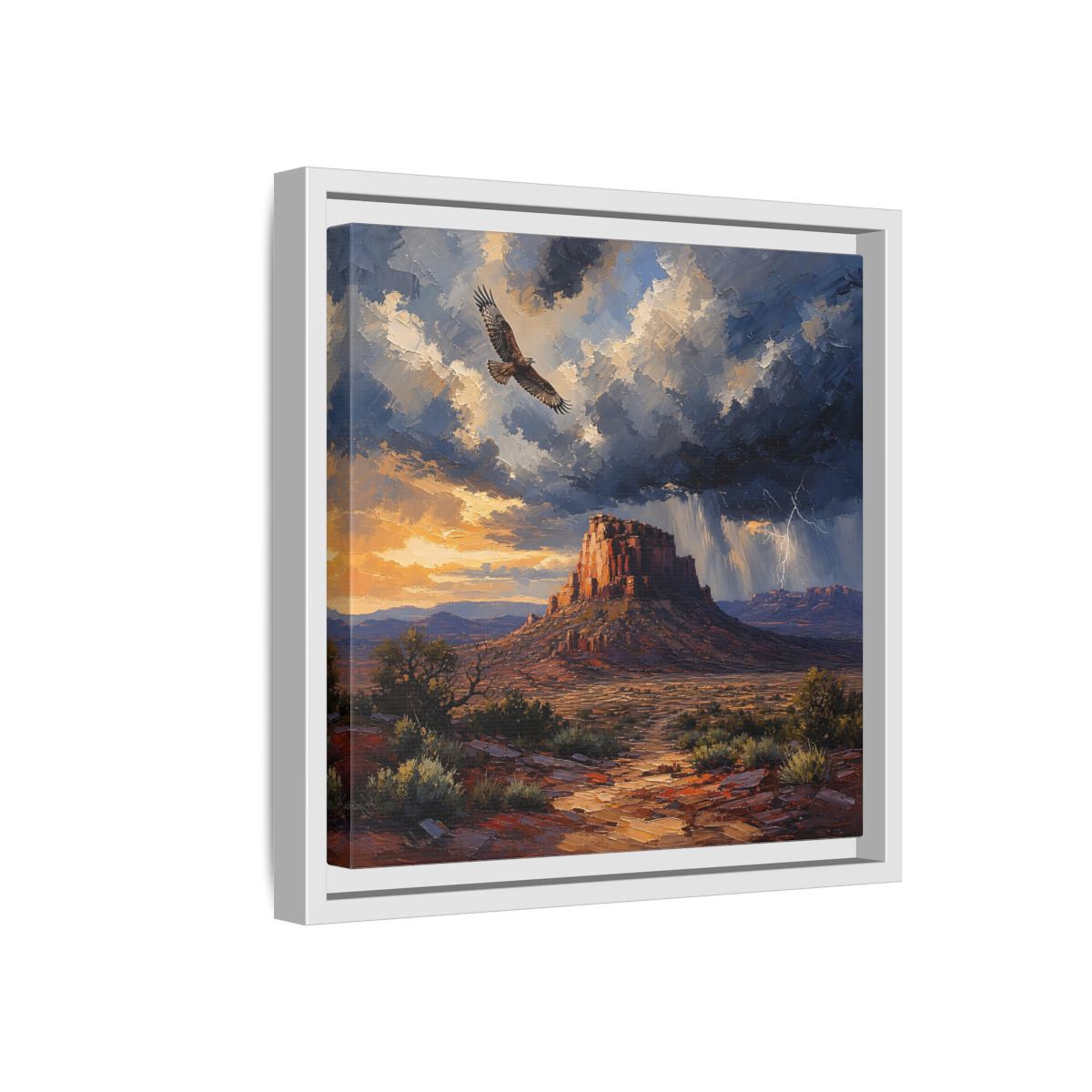 Side Mockup 16. Nature Mesa Desert Storm shown as stretched canvas wall art