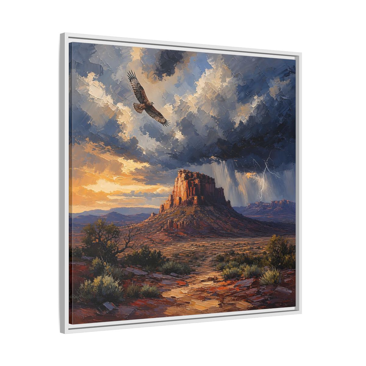Side Mockup 25. Nature Mesa Desert Storm shown as stretched canvas wall art