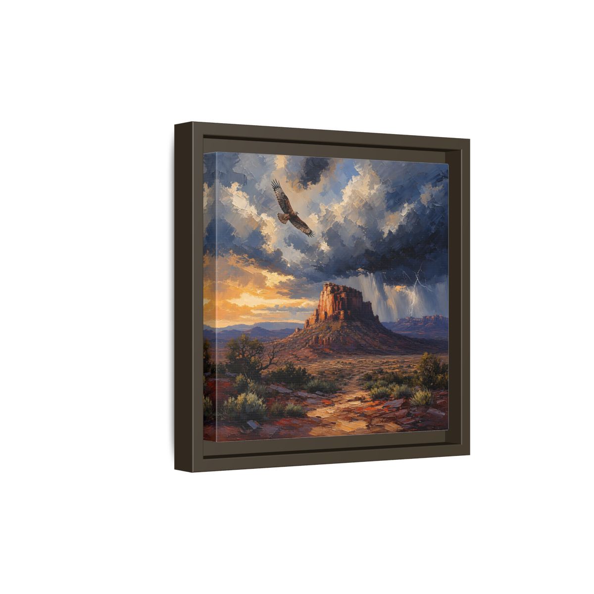 Side Mockup 20. Nature Mesa Desert Storm shown as stretched canvas wall art